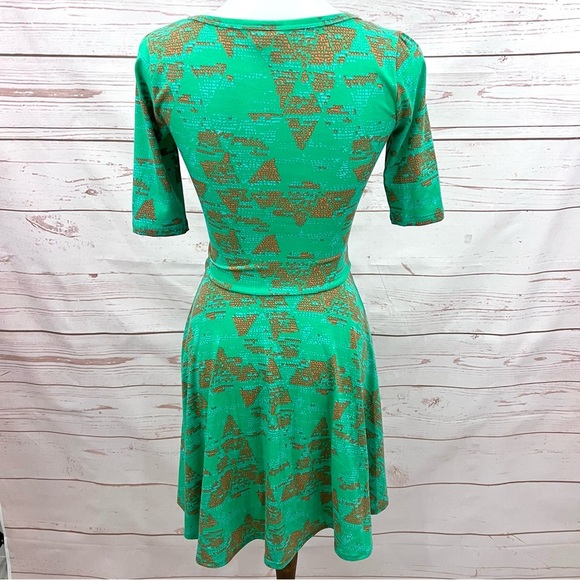 Lularoe Lime Green Geometric Print Nicole Dress - Picture 5 of 7